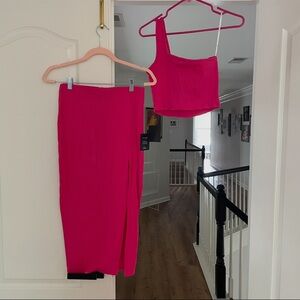 Lulu's Pink Skirt and cropped top Set